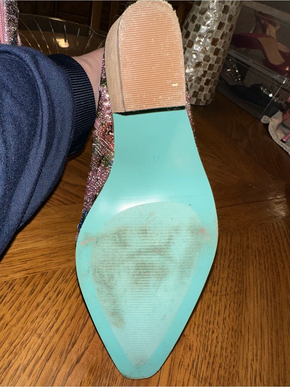Betsey Johnson Pink Crystal & Multicolor Embellished Ankle Boots - Picture 6 of 6